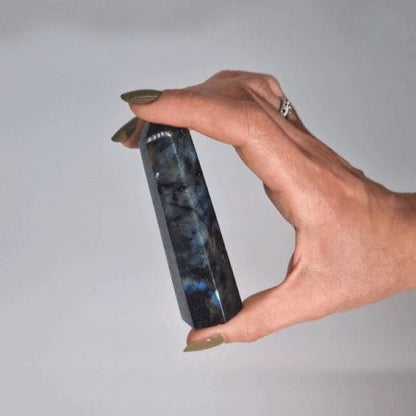 Madagascar Labradorite Obelisk Point (approx 50-65gm 100x28mm)