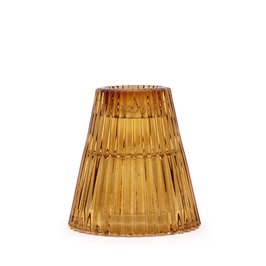 Pair of Flip Dinner Candle / Tealight Holders - Antique Amber