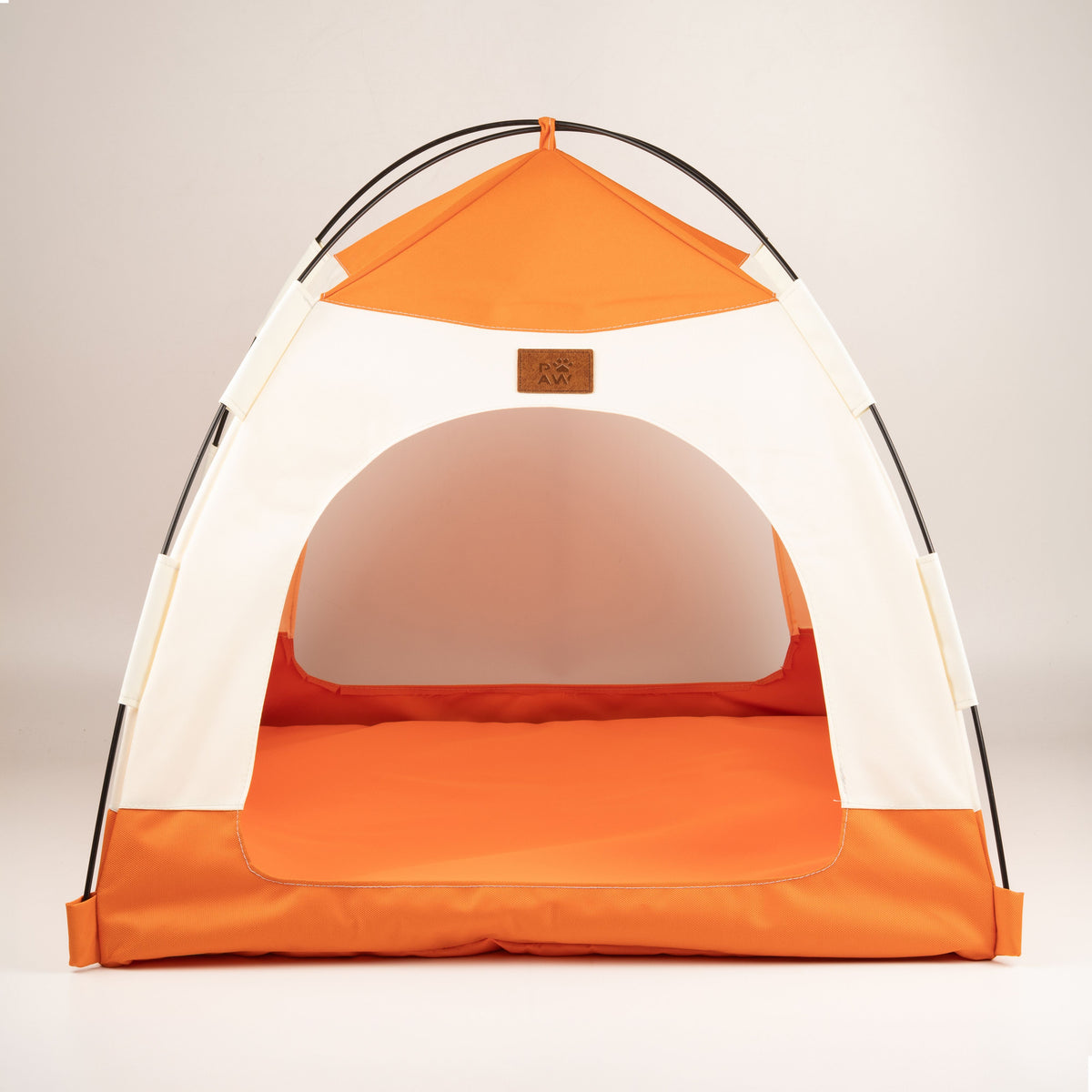 PAW Bed – Beige & Orange Tent – 58 × 58 × 48cm