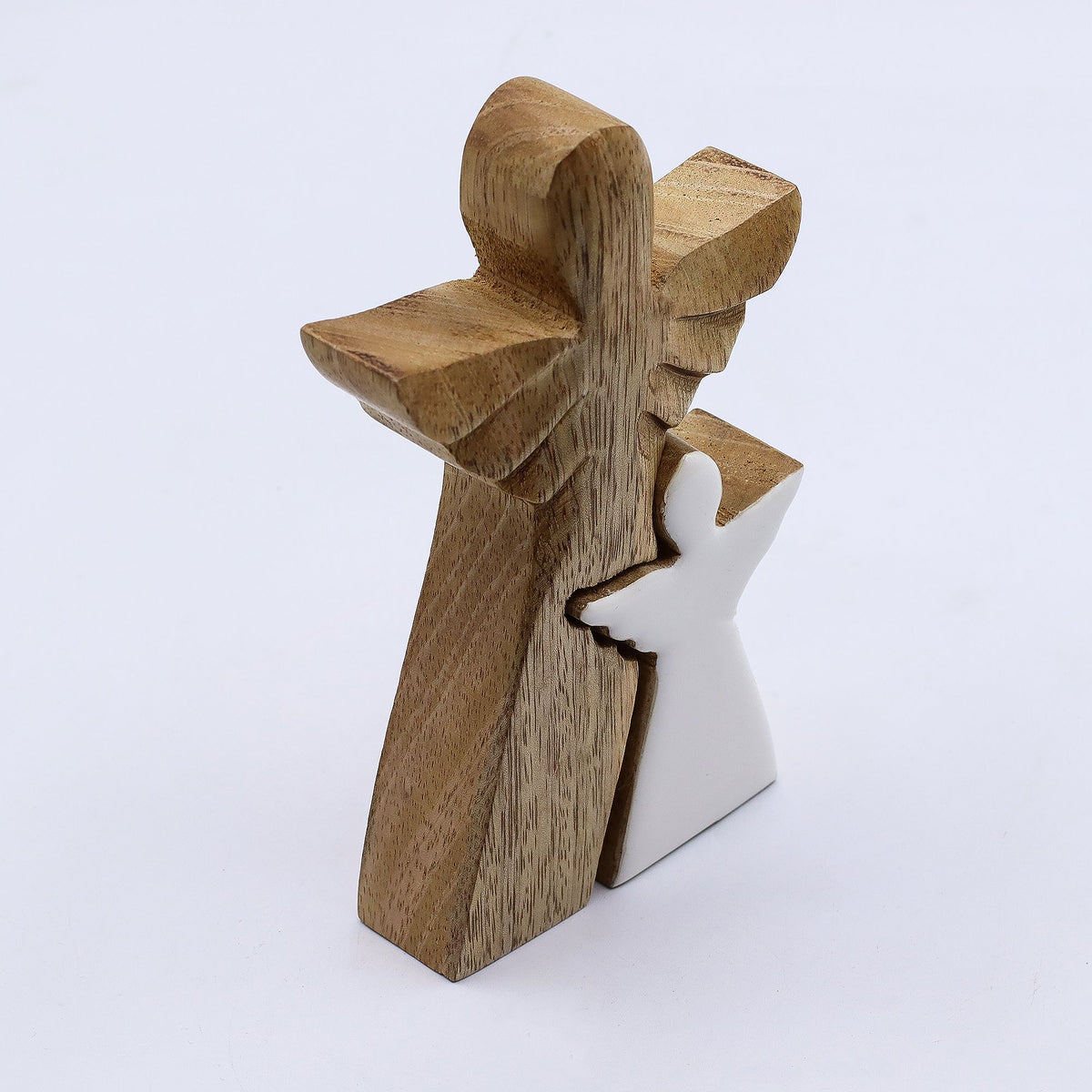 Mango Wood Angel in Angel - White Enamel (15cm)