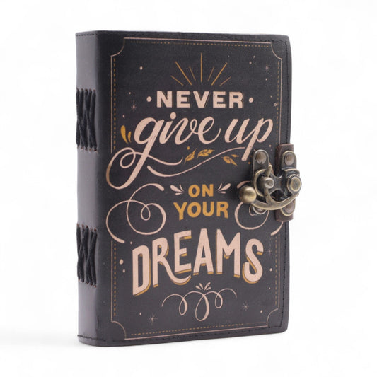 Leather Printed Notebook – Never Give Up On Your Dreams - 18x13cm