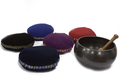 Singing Bowl Velvet Cushion - 11cm - Assorted Colours