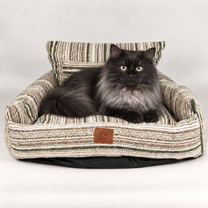 PAW Bed – Medium Sofa – Brown Stripes – 60 × 60 × 28cm