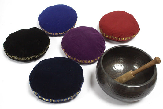 Singing Bowl Velvet Cushion - 11cm - Assorted Colours