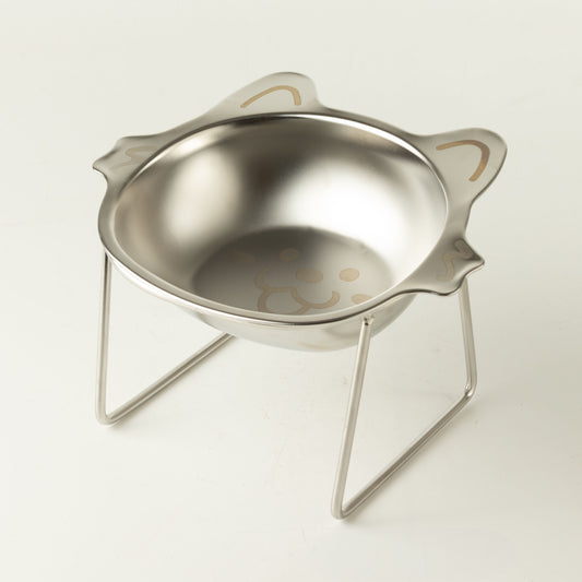 PAW Food Bowls - Single Cat Bowl in Stand - Stainless Steel (304)