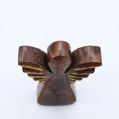 Small Mango Wood Angel - Gold Decor (12cm)