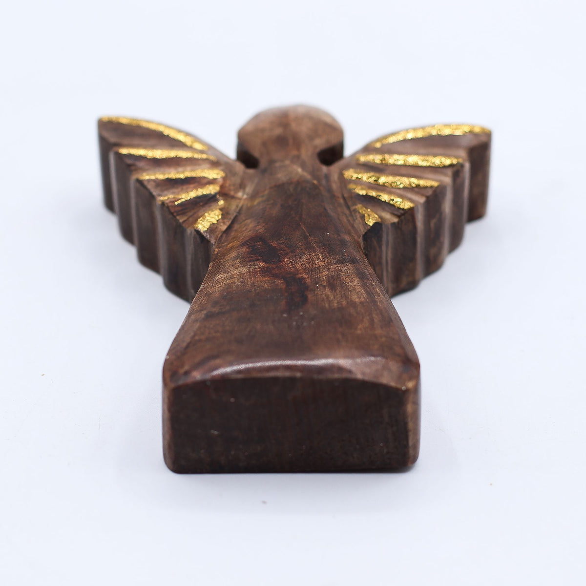 Small Mango Wood Angel - Gold Decor (12cm)