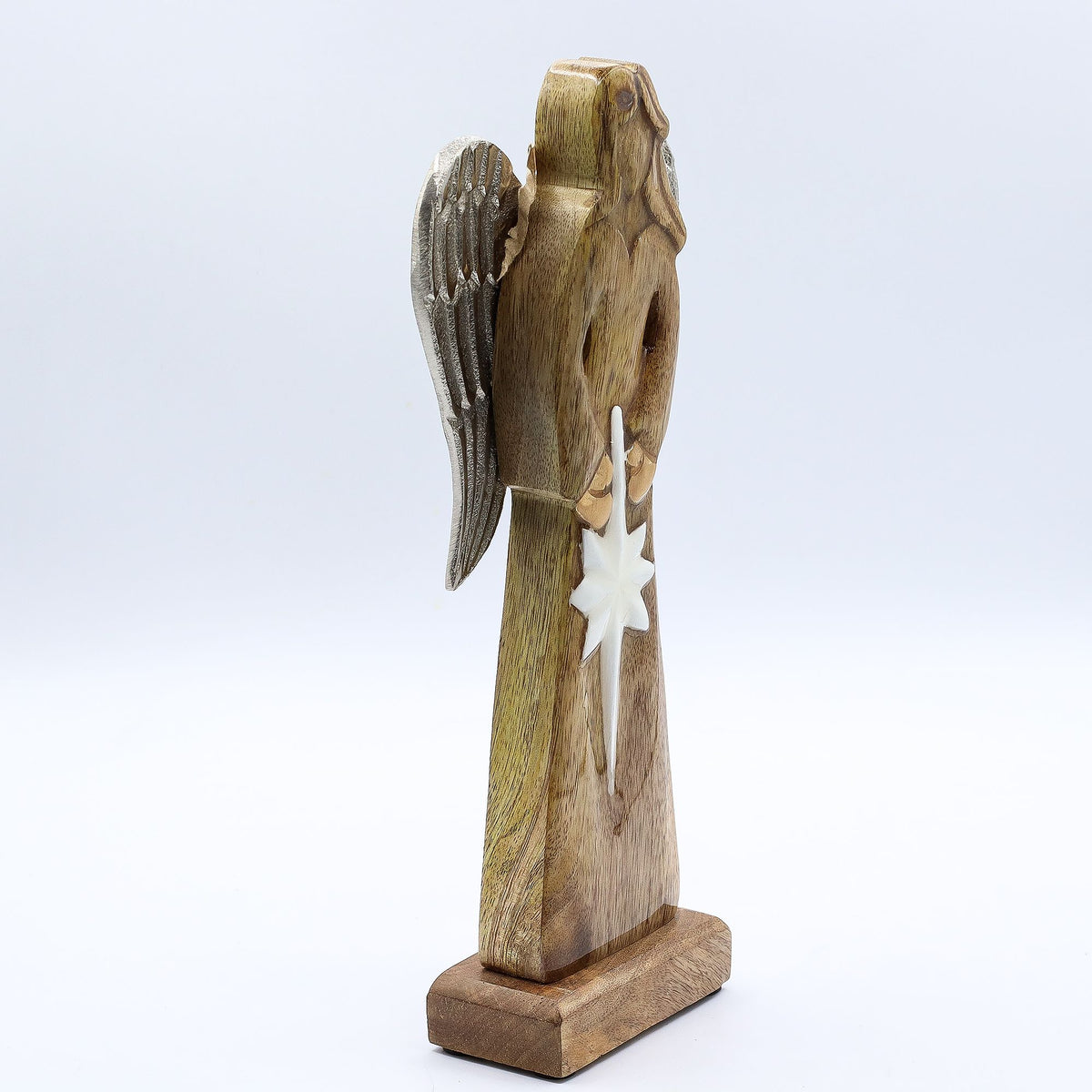 Large Mango Wood Peace Angel Metal Wings & Enamel Detail (30cm)