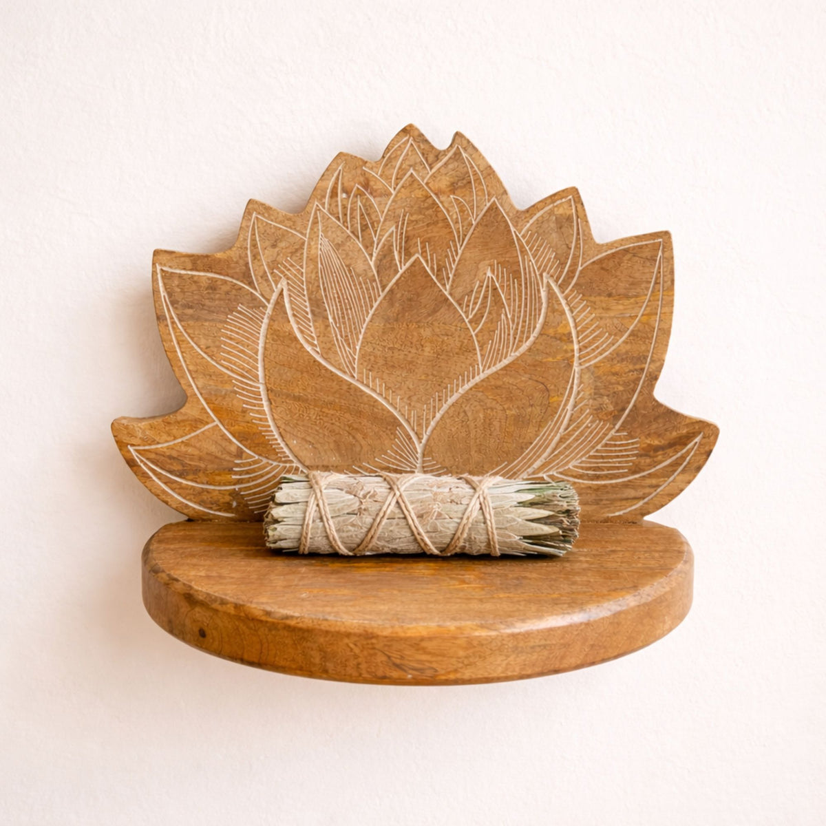 Lotus Wall Shelf White Wash