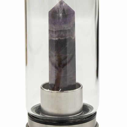 Crystal Infused Glass Water Bottle - Amethyst - Obelisk