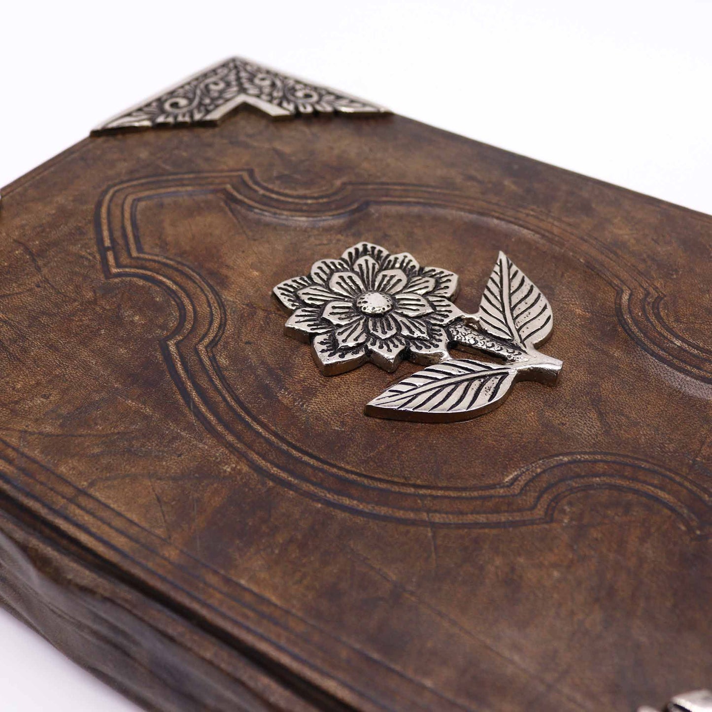 Hefty Red Tan Book - Zinc Rose Decor - 200 Deckle Edges Pages - 26x18cm