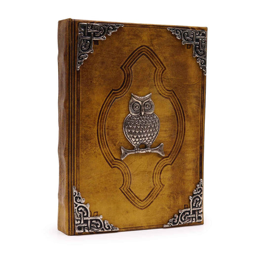 Hefty Coffee Tan Book - Zinc Owl Decor - 200 Deckle Edges Pages - 26x18cm