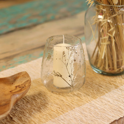 Natural Floral Glass - Vase Candle Holder - Margarita - (12x11cm)