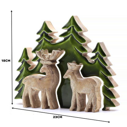 Lost in the Forrest -  Two Dear in the Forrest 3D Wooden Decoration - 18x23cm
