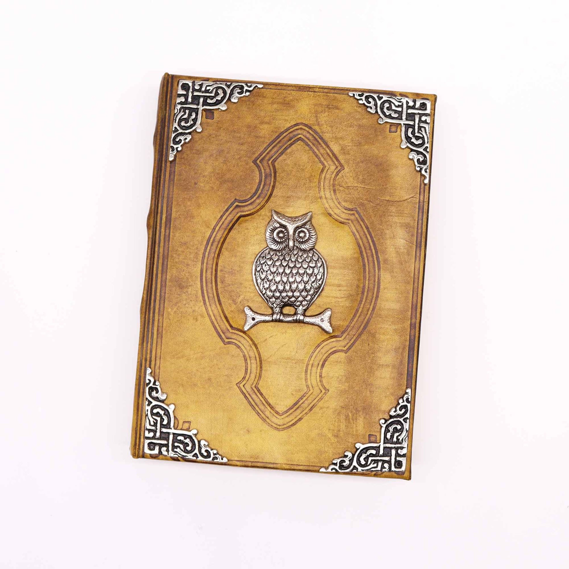 Hefty Coffee Tan Book - Zinc Owl Decor - 200 Deckle Edges Pages - 26x18cm