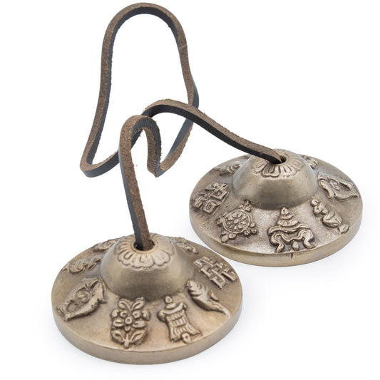 Premium Brass Tibetan Tingsha - Lucky Symbols - approx 6cm (155g)