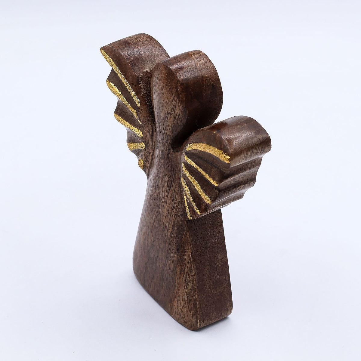 Medium Mango Wood Angel - Gold Decor (16cm)