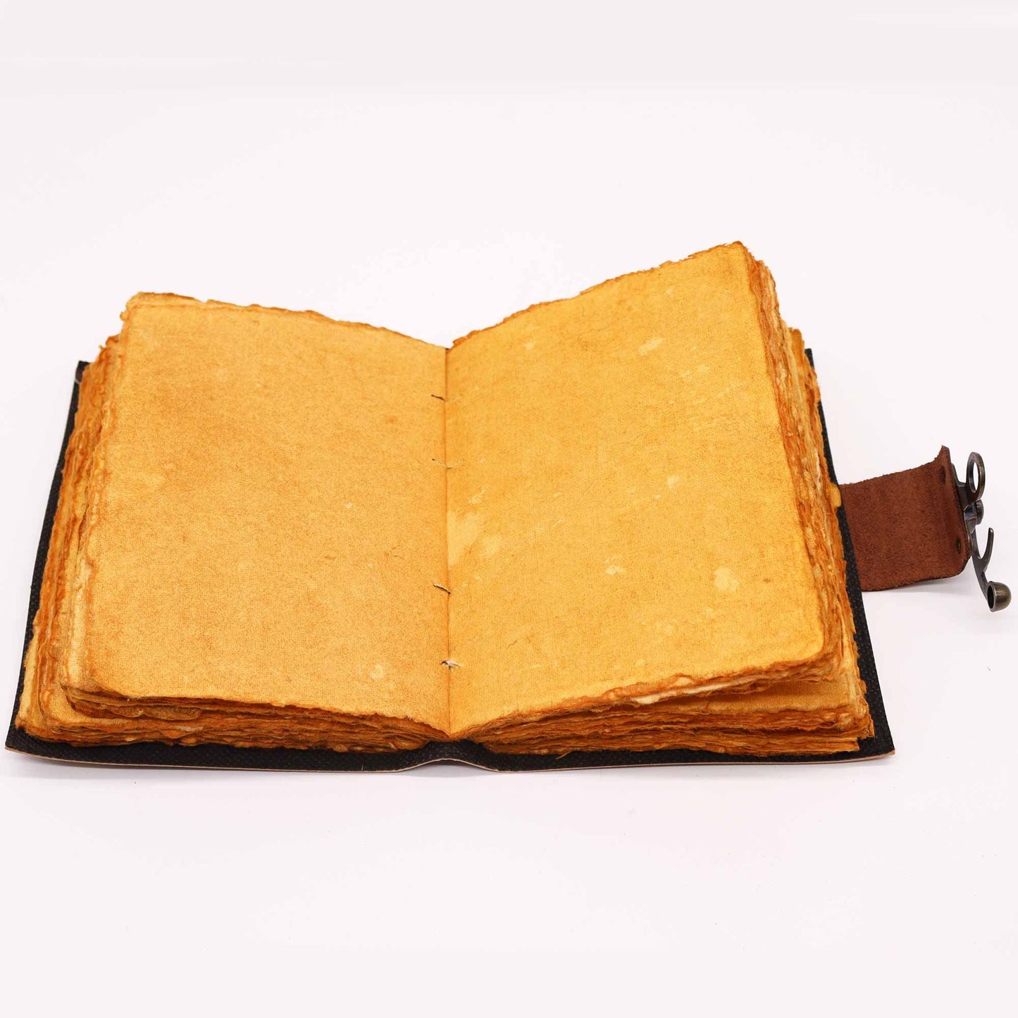 Leather Lotus Mandala Deckle-edge Notebook - 18x13cm