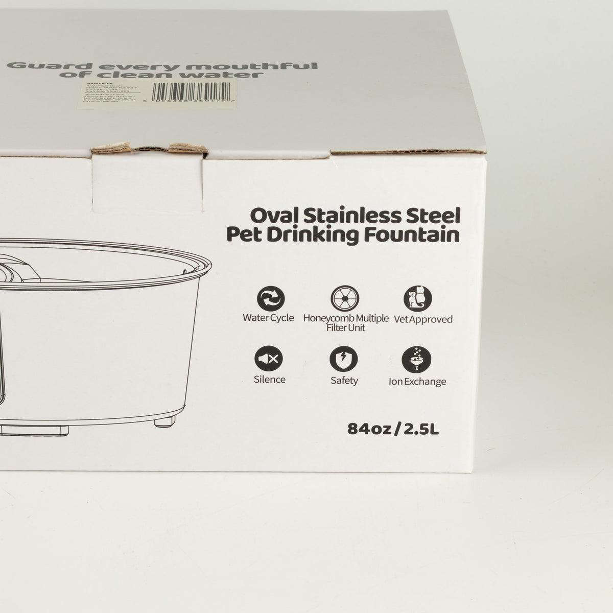 PAW Food Bowls - Electric Water Fountain 2.5 Liter - USB - Stainless Steal (304)