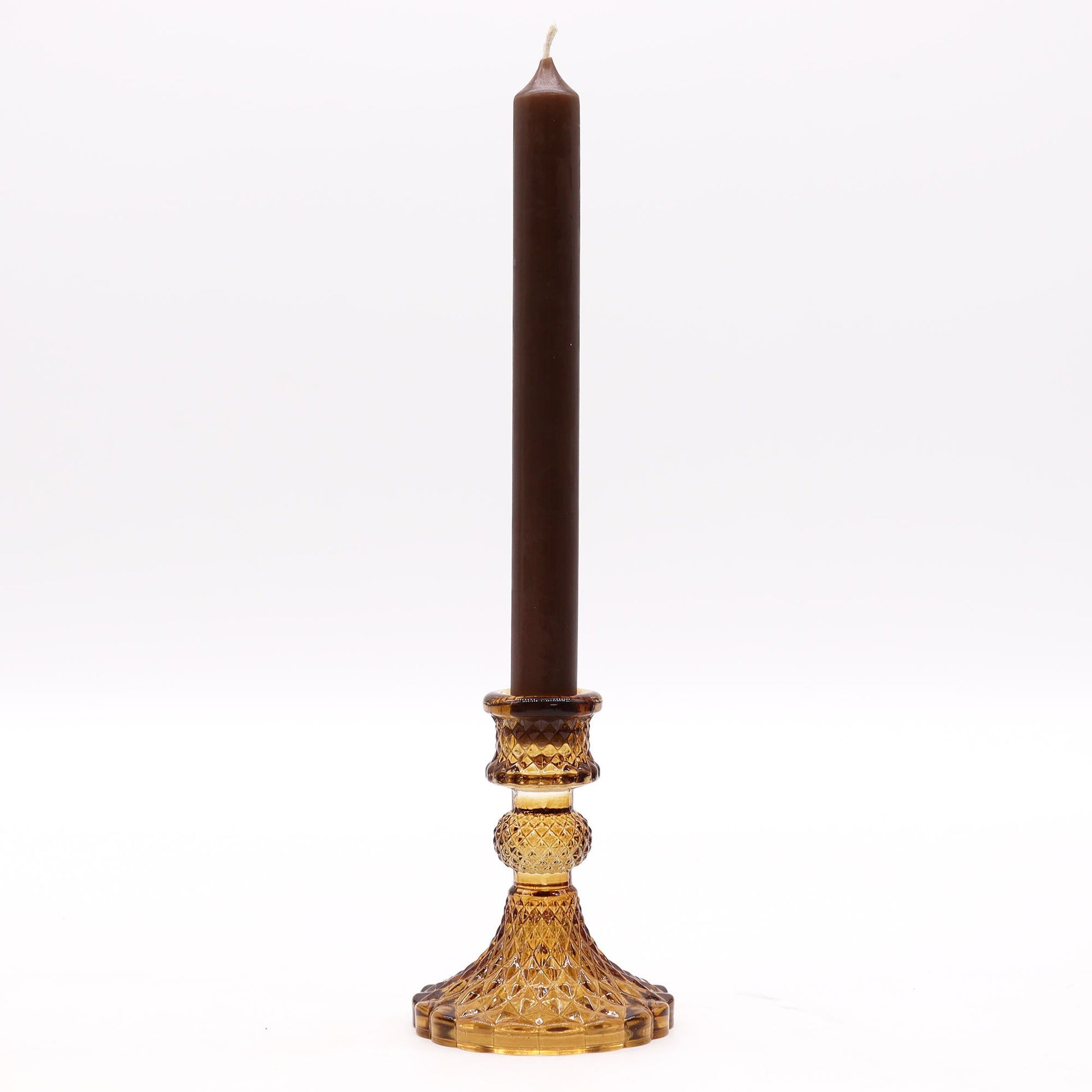 Vintage Dinner Candle Holder - Antique Amber
