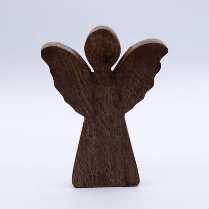 Medium Mango Wood Angel - Gold Decor (16cm)
