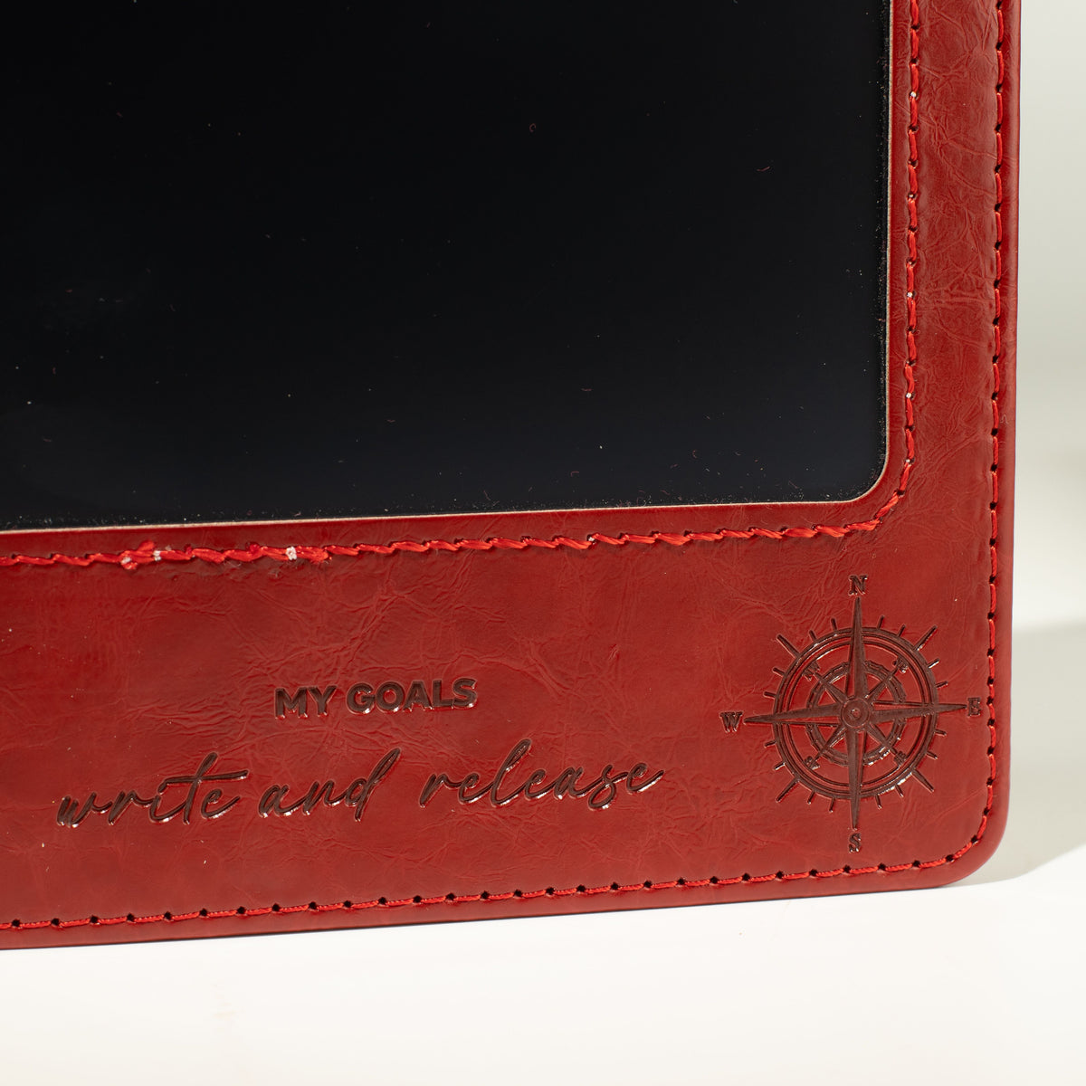 A5 Intention Note Book - LCD Wipe Screen - Red Leather Effect - 80 Leafs