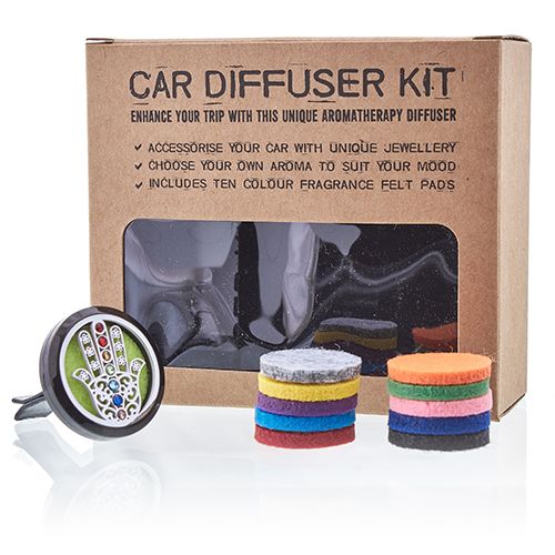 Car Diffuser Kit - Pewter Hamsa - 30mm