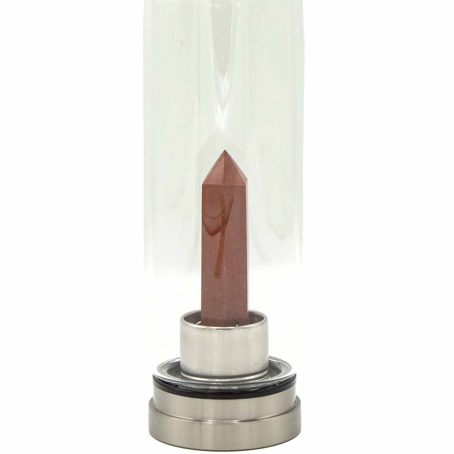 Crystal Infused Glass Water Bottle - Red Jasper - Obelisk
