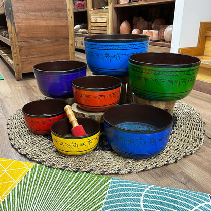 Large Set of Seven Chakra Singing Bowls (19.5-35cm)