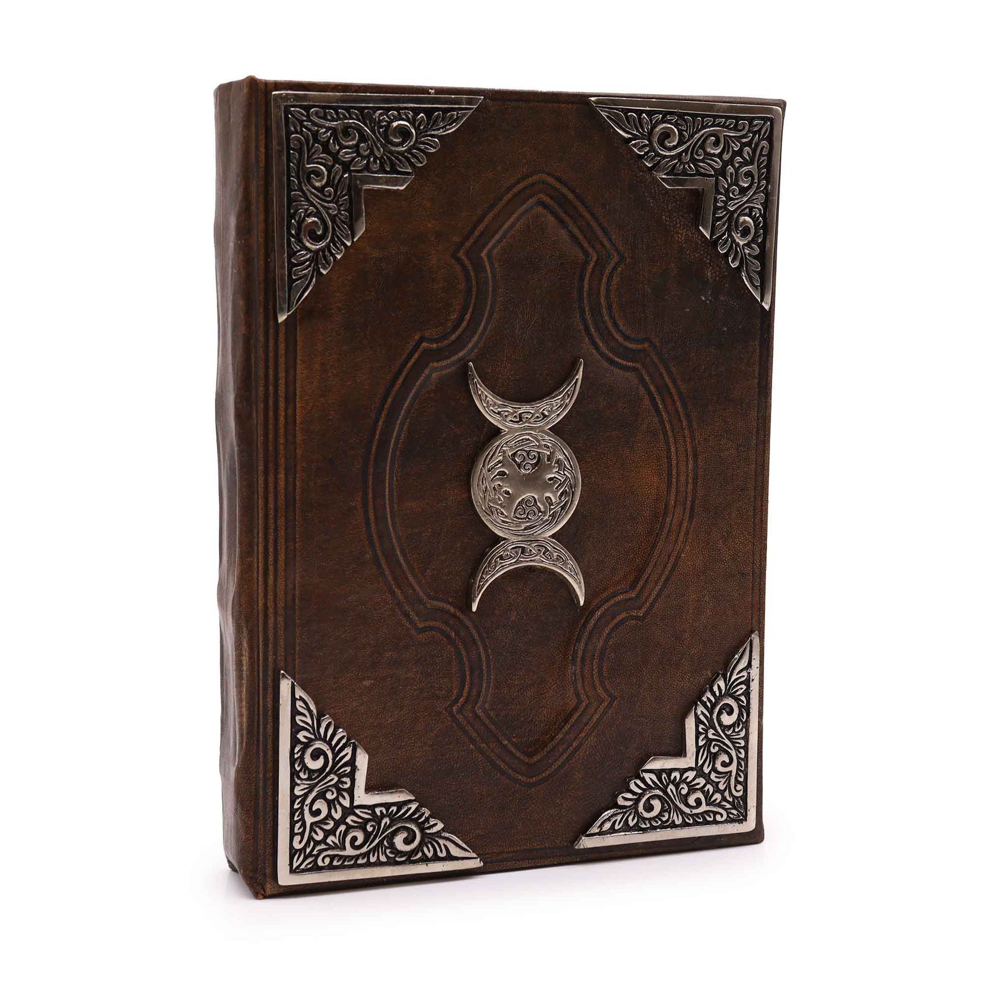 Hefty Brown Tan Book - Zinc Triple Moon Decor - 200 Deckle Edges Pages - 26x18cm