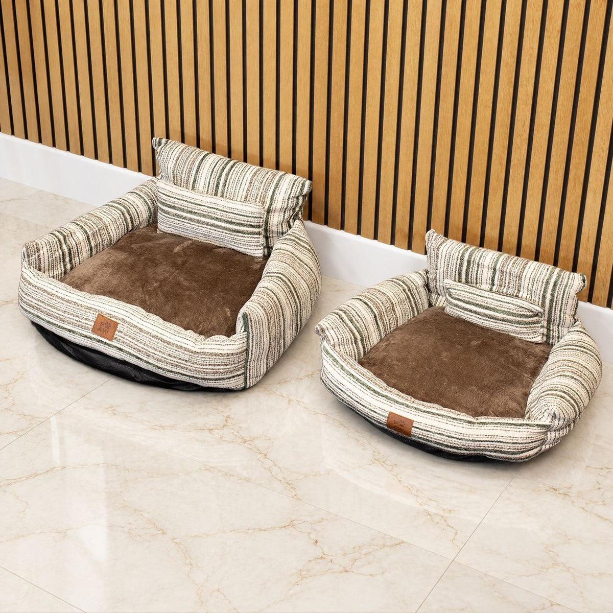 PAW Bed – Medium Sofa – Brown Stripes – 60 × 60 × 28cm