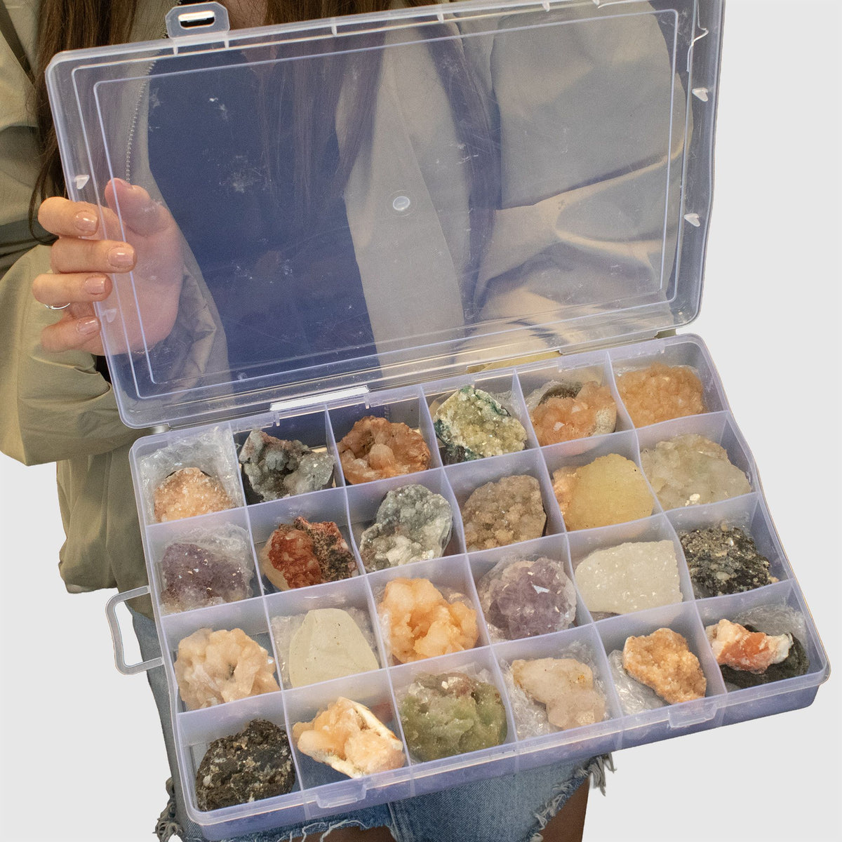 Mineral Specimens - Mixed Indian Zeolites in Display Box