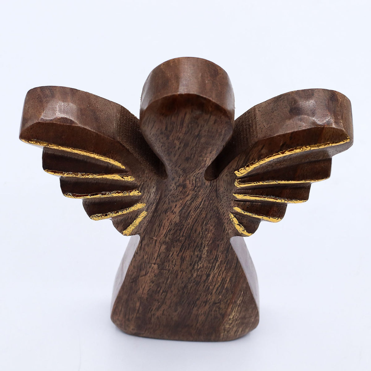 Large Mango Wood Angel - Gold Decor (19cm)
