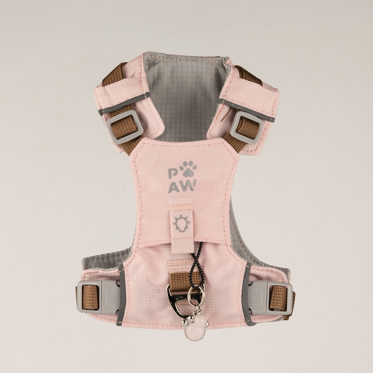 PAW - XS (2-4Kg) Dog Step-in Guardian Harness with Reflective Mesh - Soft Pink - Rose Quartz Charm