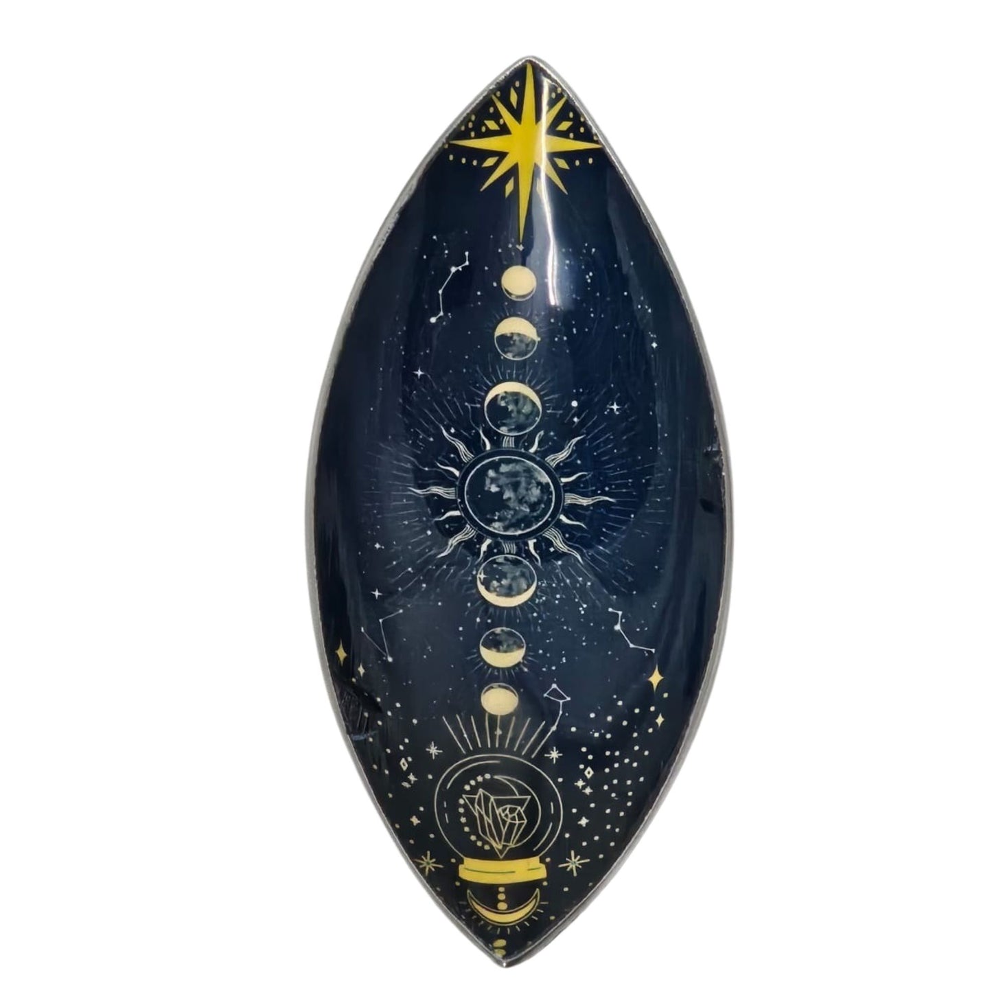 Enamelled Aluminum Incense Bowl - Zodiac Moon Phases