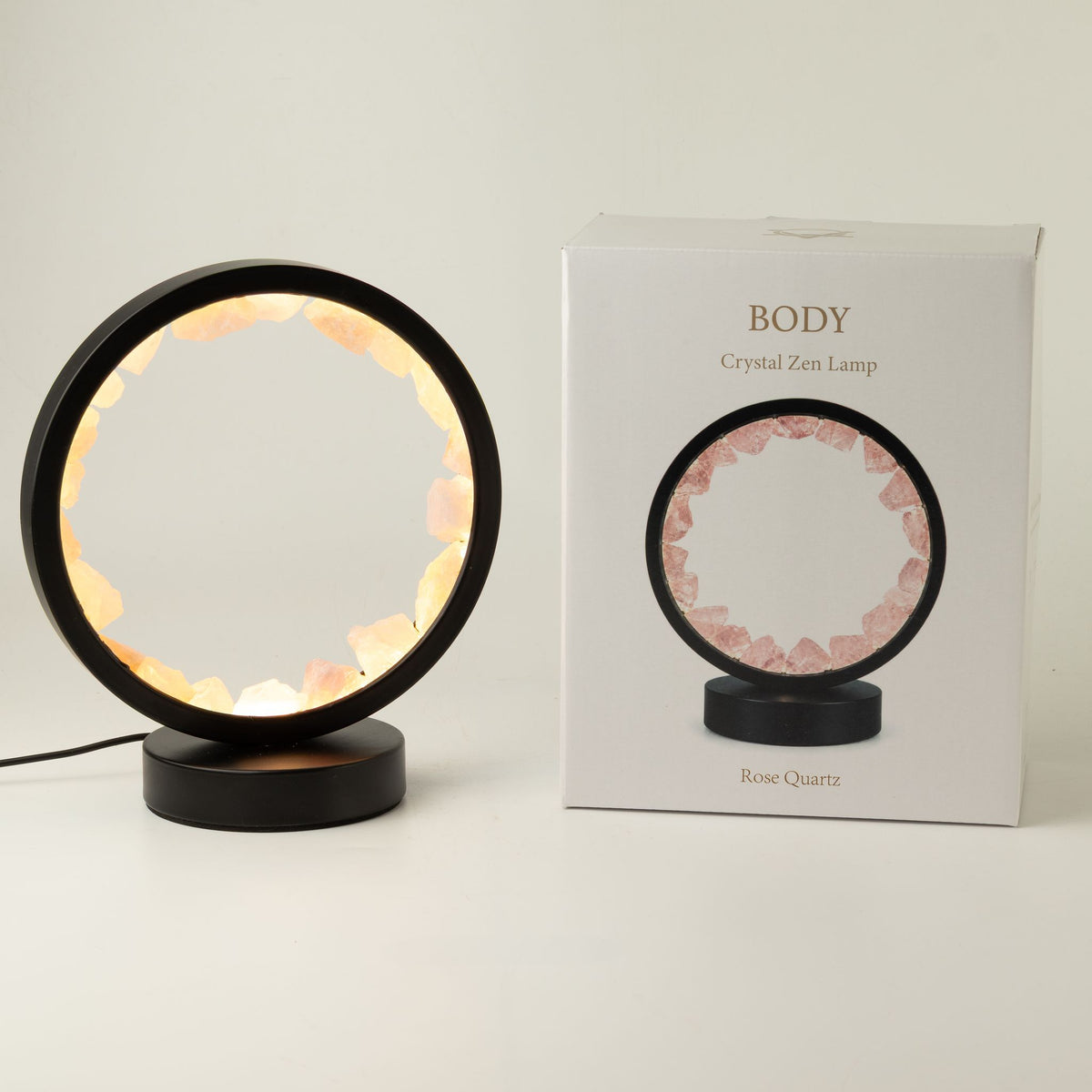Gemstone Halo Lamp - Zen Body - Rose Quartz