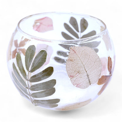 Natural Floral Glass - Bowl Candle Holder - Primavera - (8x10cm)