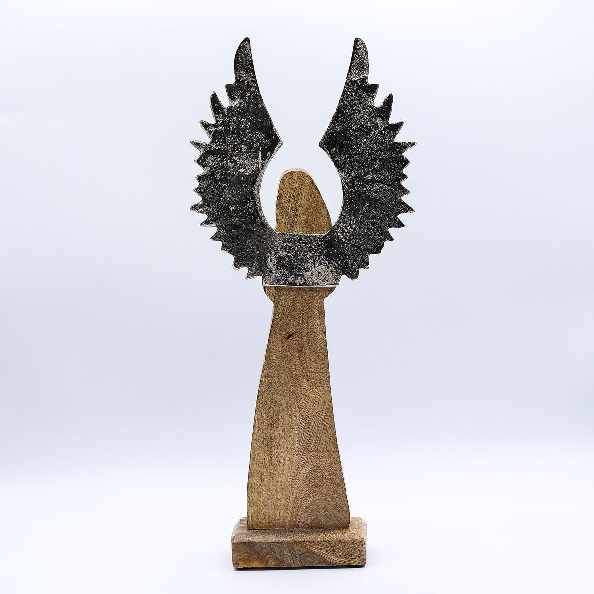 Large Mango Wood Gardian Angel Metal Wings & Enamel Detail (40cm)