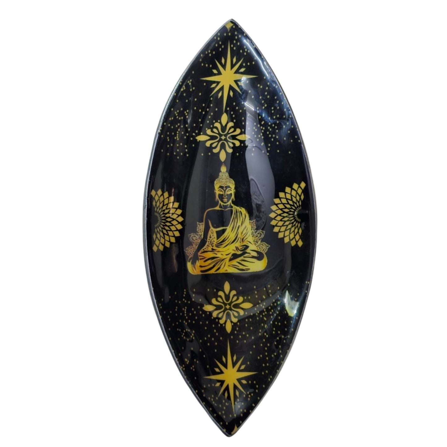 Enamelled Aluminum Incense Bowl - Gold & Black Buddha