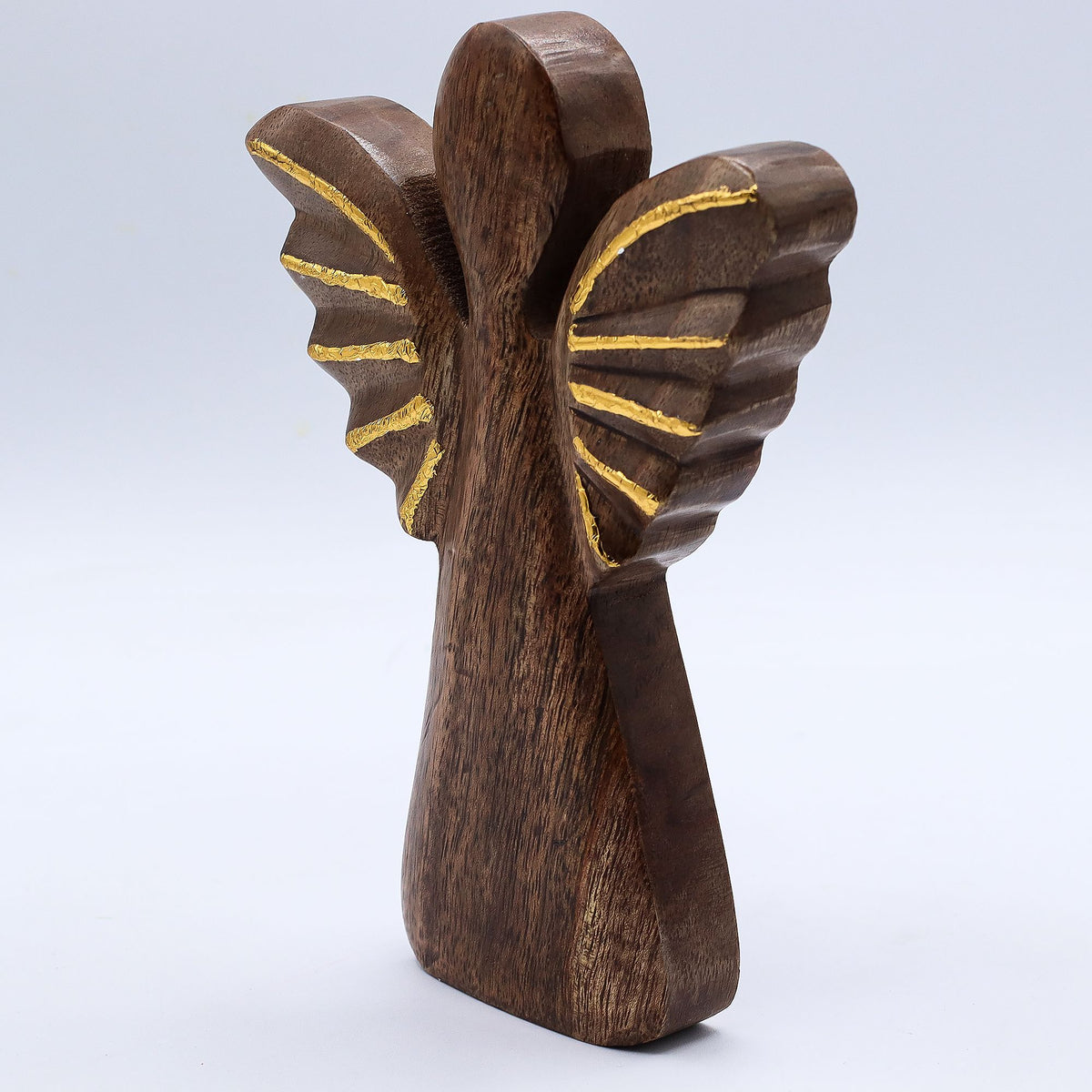 Large Mango Wood Angel - Gold Decor (19cm)