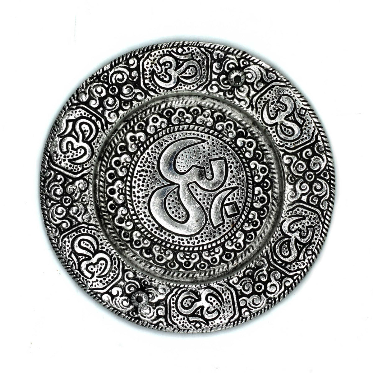 Polished Aluminium Om Round Incense Holder