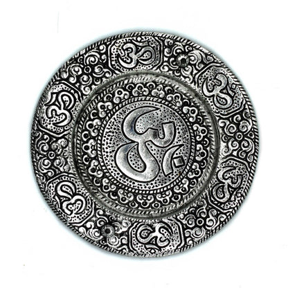 Polished Aluminium Om Round Incense Holder