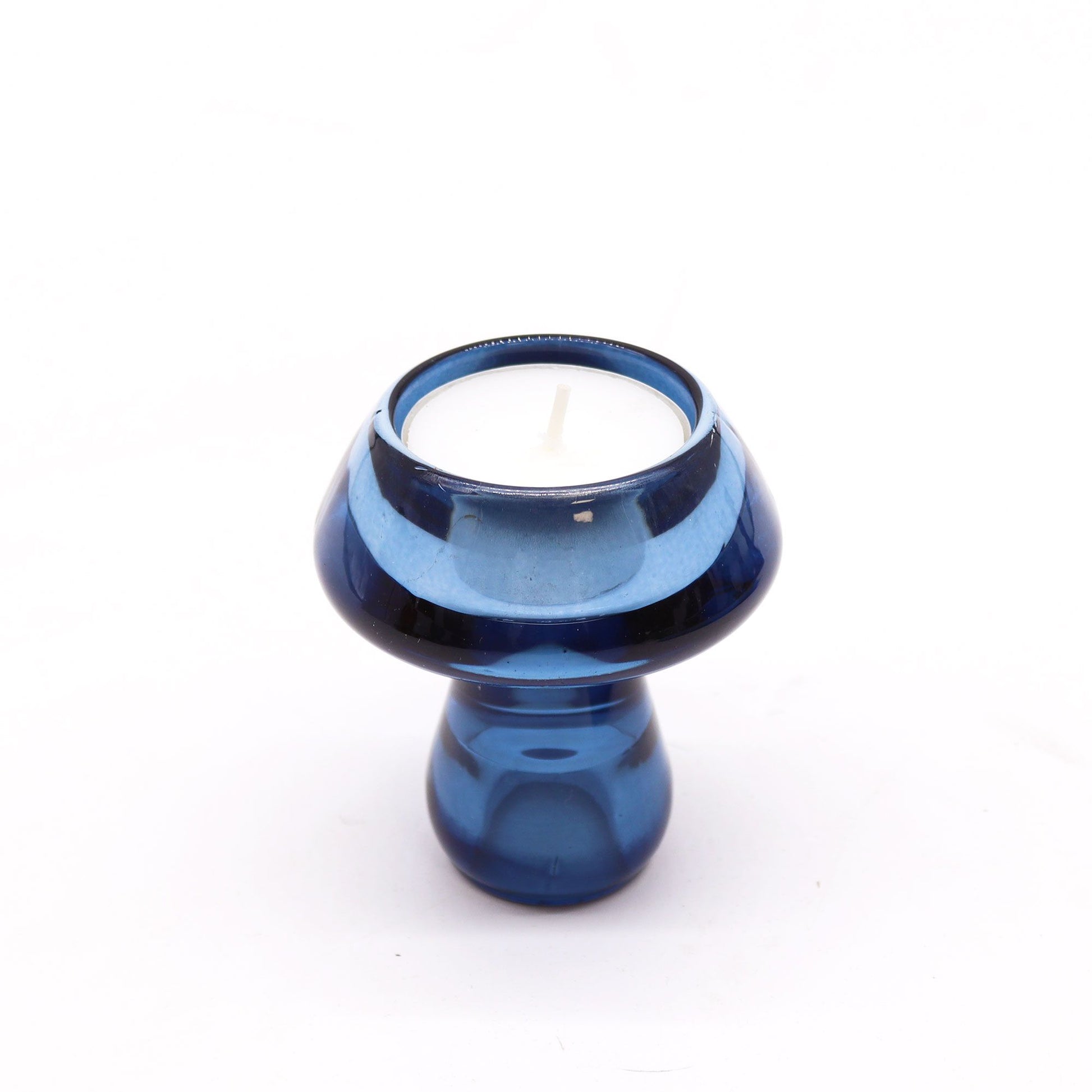 Pair of Mushroom Flip Dinner Candle / Tealight Holders - Royal Blue