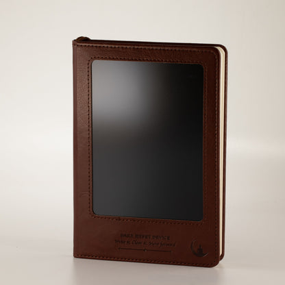 A5 Intention Note Book - LCD Wipe Screen - Brown Leather Effect - 80 Leafs