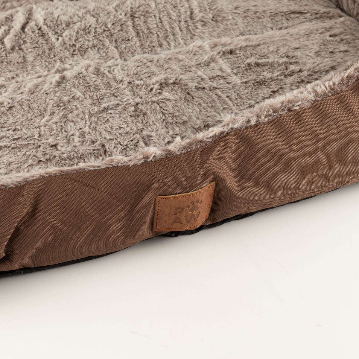 PAW Bed – Medium Plush Teddy Brown – 70 × 55 × 18cm