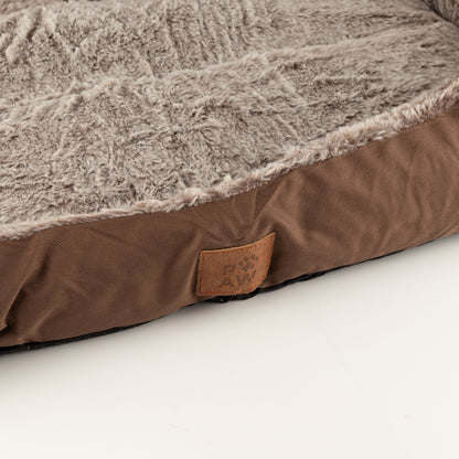 PAW Bed – Medium Plush Teddy Brown – 70 × 55 × 18cm