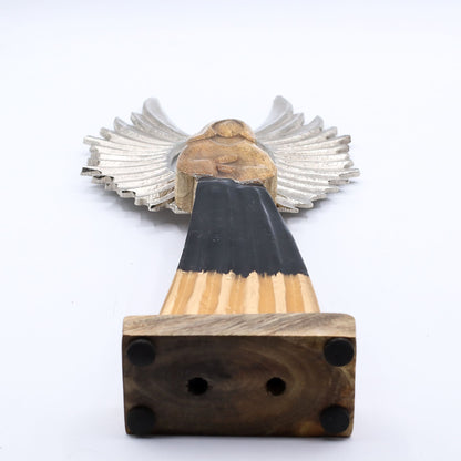 Large Mango Wood Gardian Angel Metal Wings & Enamel Detail (40cm)