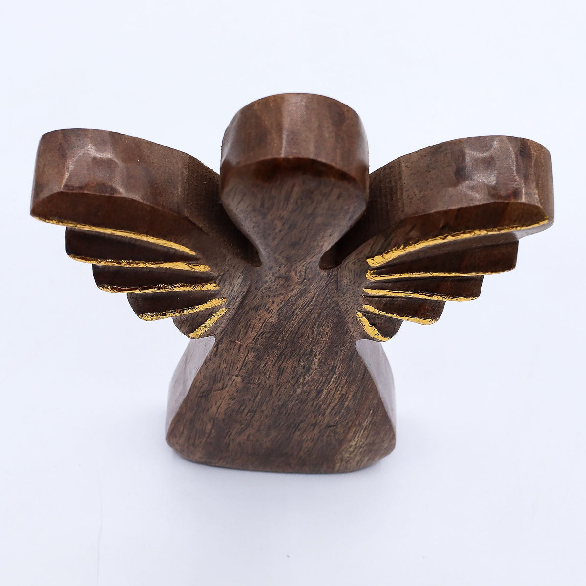 Large Mango Wood Angel - Gold Decor (19cm)
