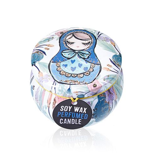 Dolly Blue Art Tin Candle - Assorted Russian Dolls Designs