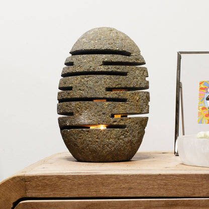 Natural Riverstone Candle Holder - Standing Stone Cut